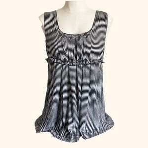 Max Studio Black and White Striped Tank Sz LG